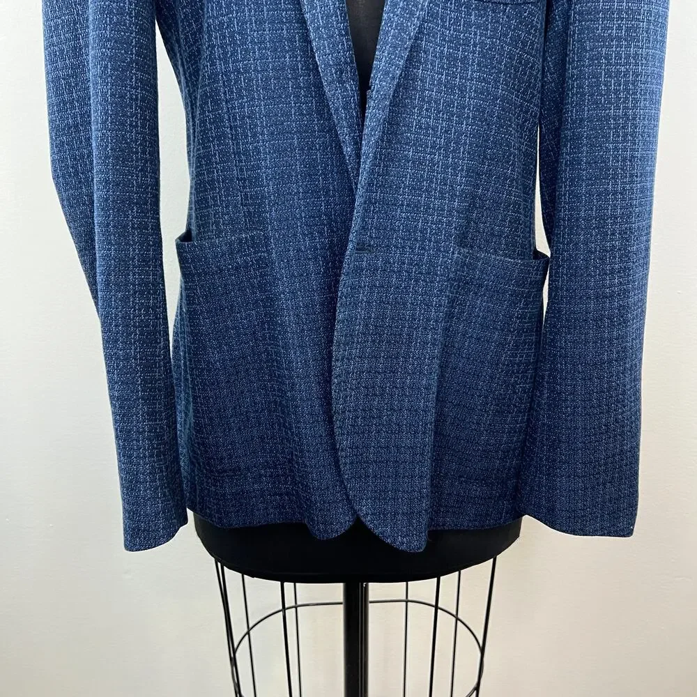 Altea Men's Blue Cotton Two Button Suit Jacket Blazer with Pockets Size 50/ US L